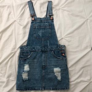Forever 21 Distressed Overall Dress